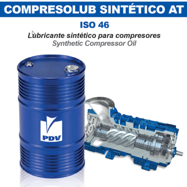 COMPRESOLUB Sintético AT ISO 46 PDV lubricante sintético para compresores de aire de tornillo, rotativos y reciprocantes.