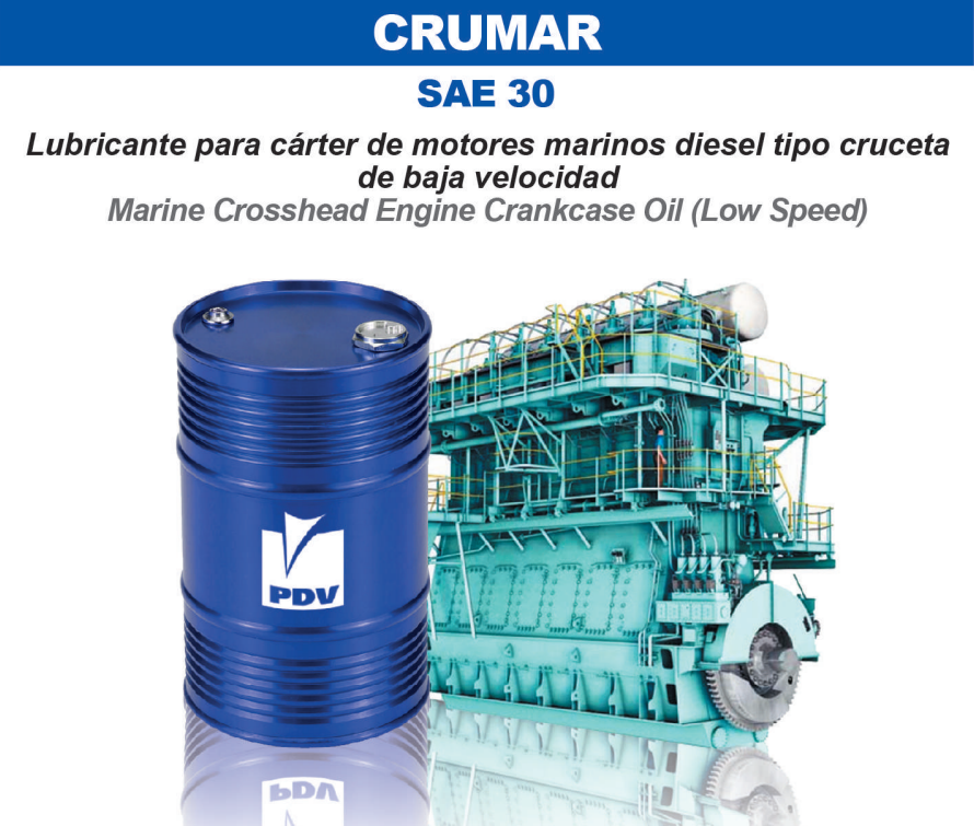 CRUMAR SAE 30 PDV lubricante para motores diésel marinos utilizado en embarcaciones pesqueras, remolcadores y barcos de carga.