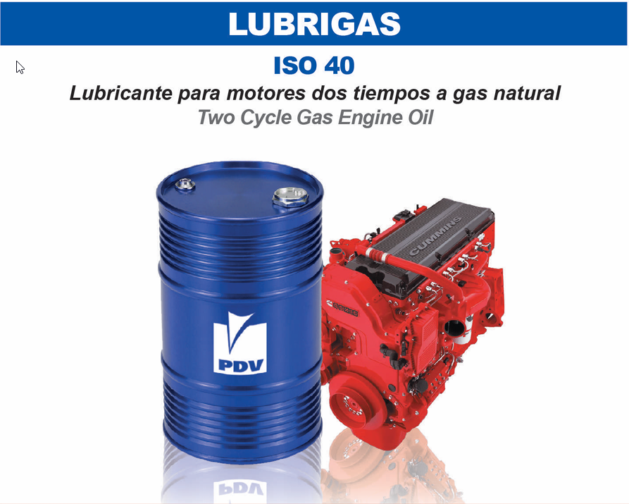Tambor de aceite lubricante Lubrigas ISO 40 marca PDV para motores a gas natural