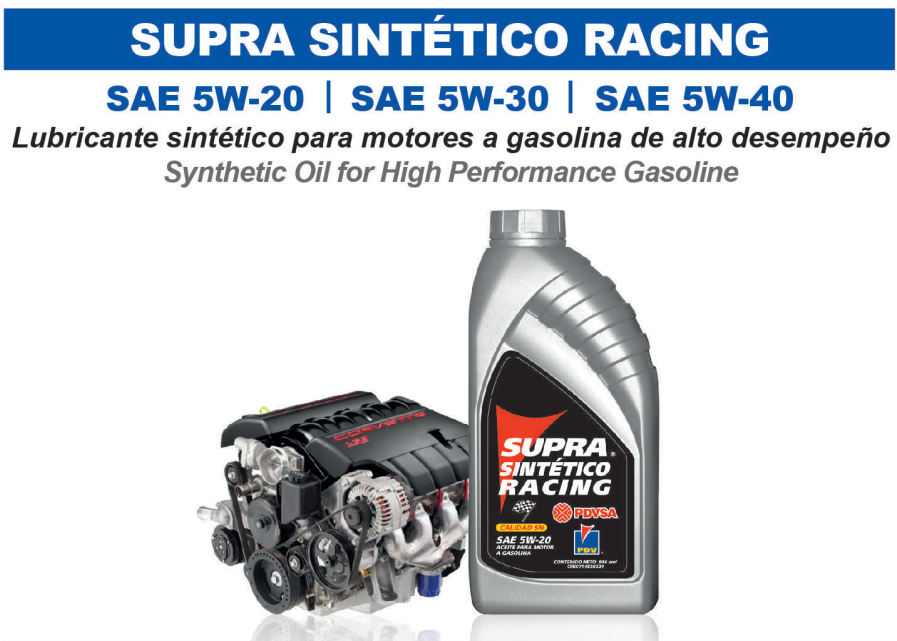 Aceite 100% sintético de alto desempeño Supra Sintético Racing PDV - Impordiesel