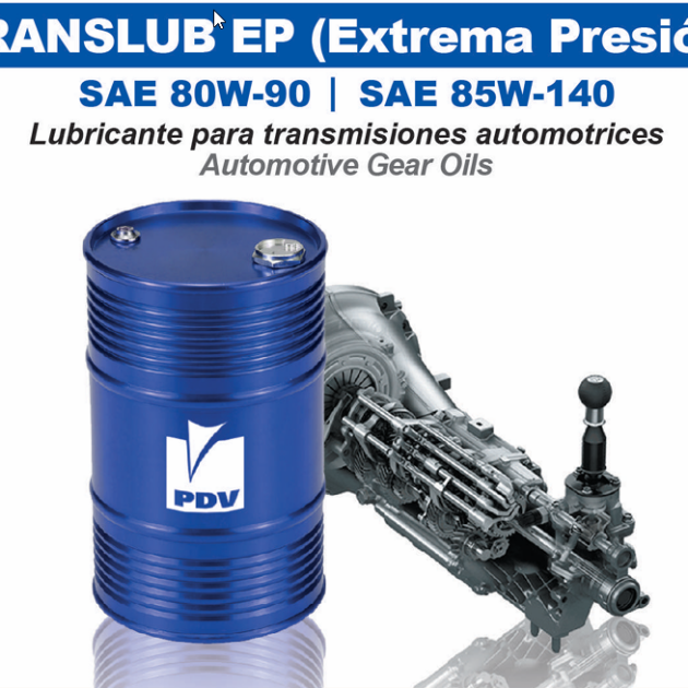 Aceite para engranajes y diferenciales Translub EP de PDV grados 80W-90 y 85W-140 - Impordiesel
